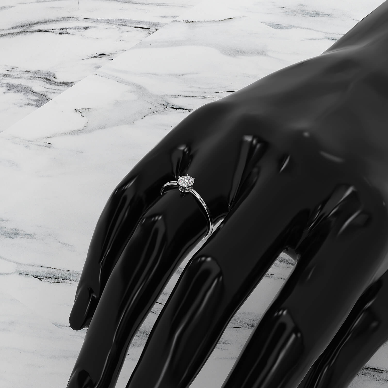 Minimalist Fashionable Petite Round Lab Diamond Prong Set Ring 0.09ctw.